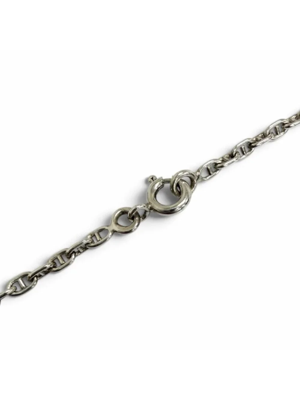 Hermes 925 Chaine D'ancre Mini Sellier Chain Necklace Choker Silver
